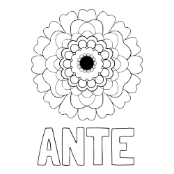 Online izdelana pobarvanka - Pobarvanka imena ANTE in pobarvanka rože