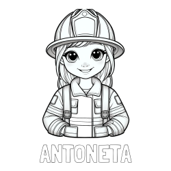 Online izdelana pobarvanka - Pobarvanka imena ANTONETA in pobarvanka ljubke gasilke