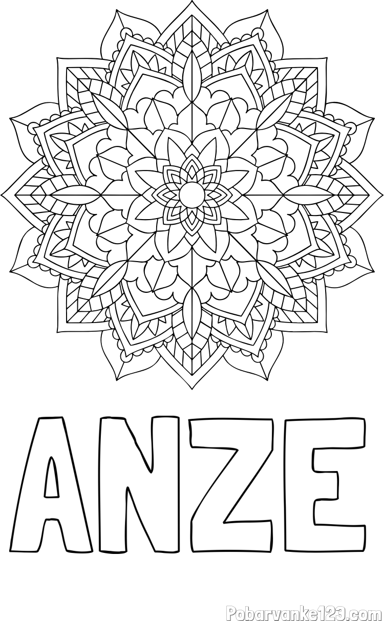 Pobarvanka imena ANŽE in Čudovita pobarvanka mendale