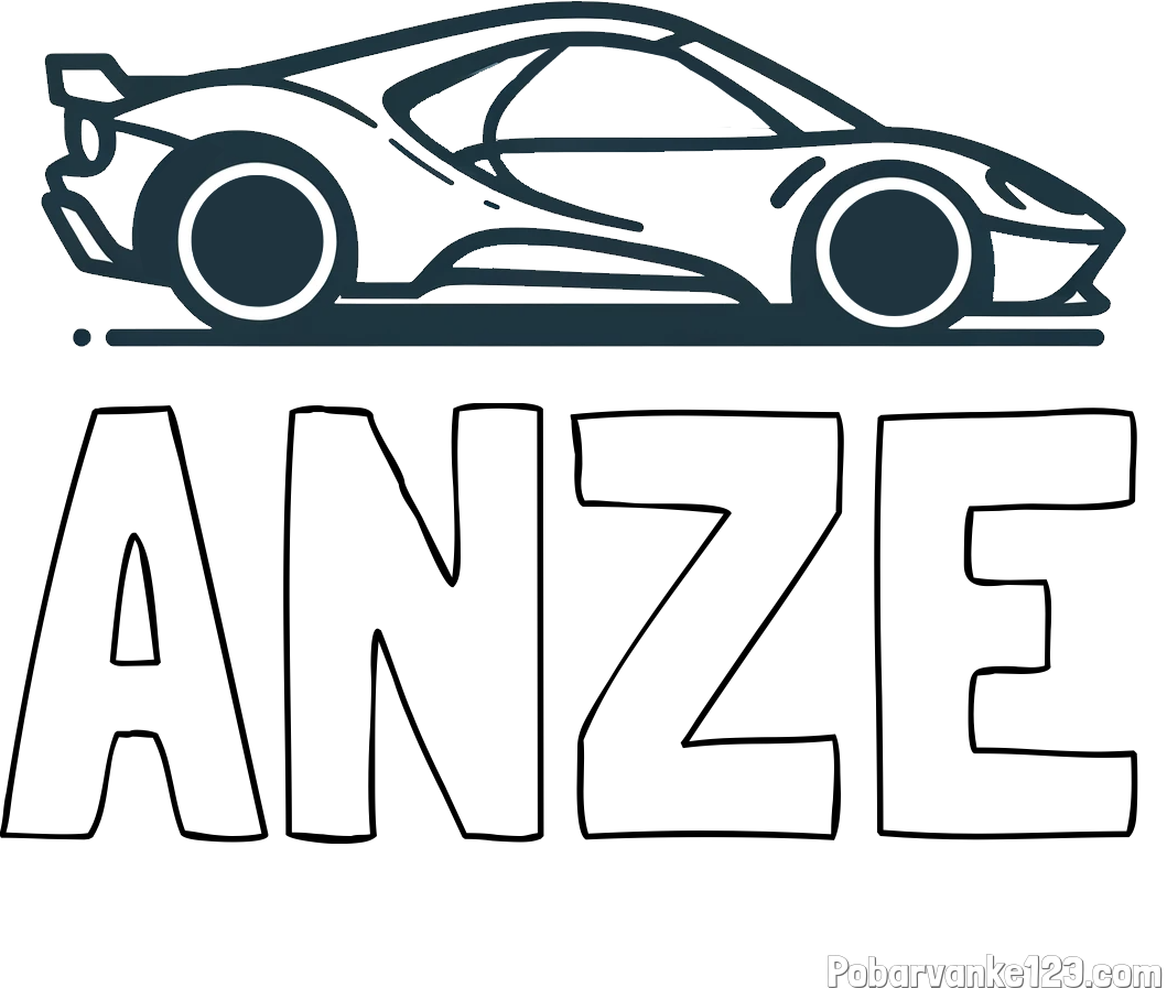 Pobarvanka imena ANZE in otroška pobarvanka dirkalnega avtomobila