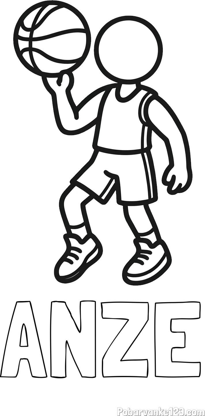 Pobarvanka imena ANŽE in otroška pobarvanka košarkarja