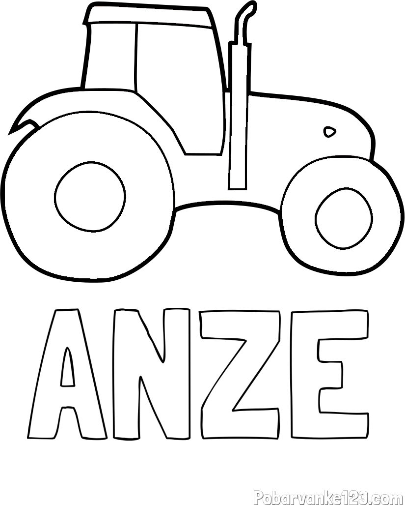 Pobarvanka imena ANŽE in otroška pobarvanka traktorja