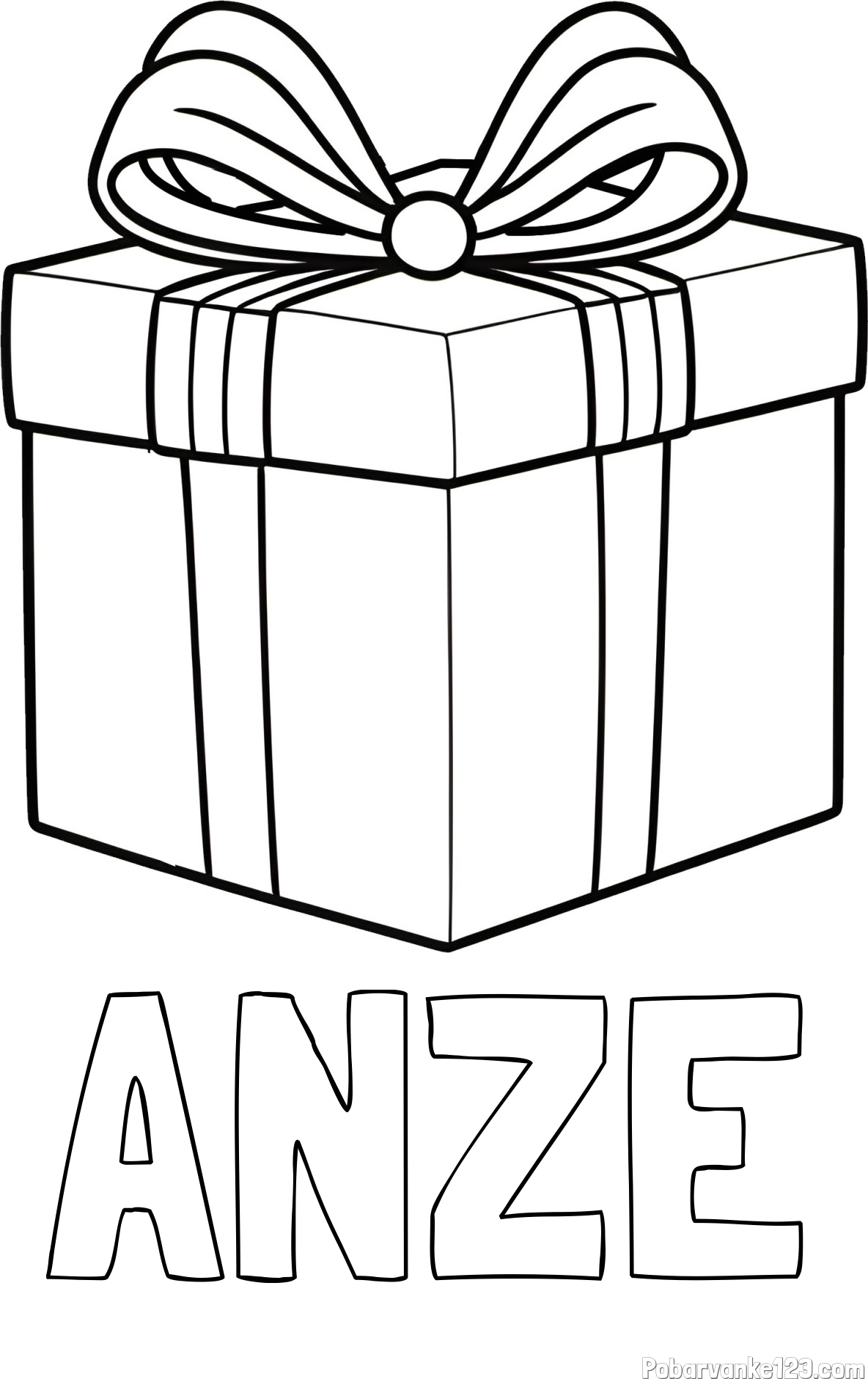 Pobarvanka imena ANŽE in pobarvanka darila s pentljo
