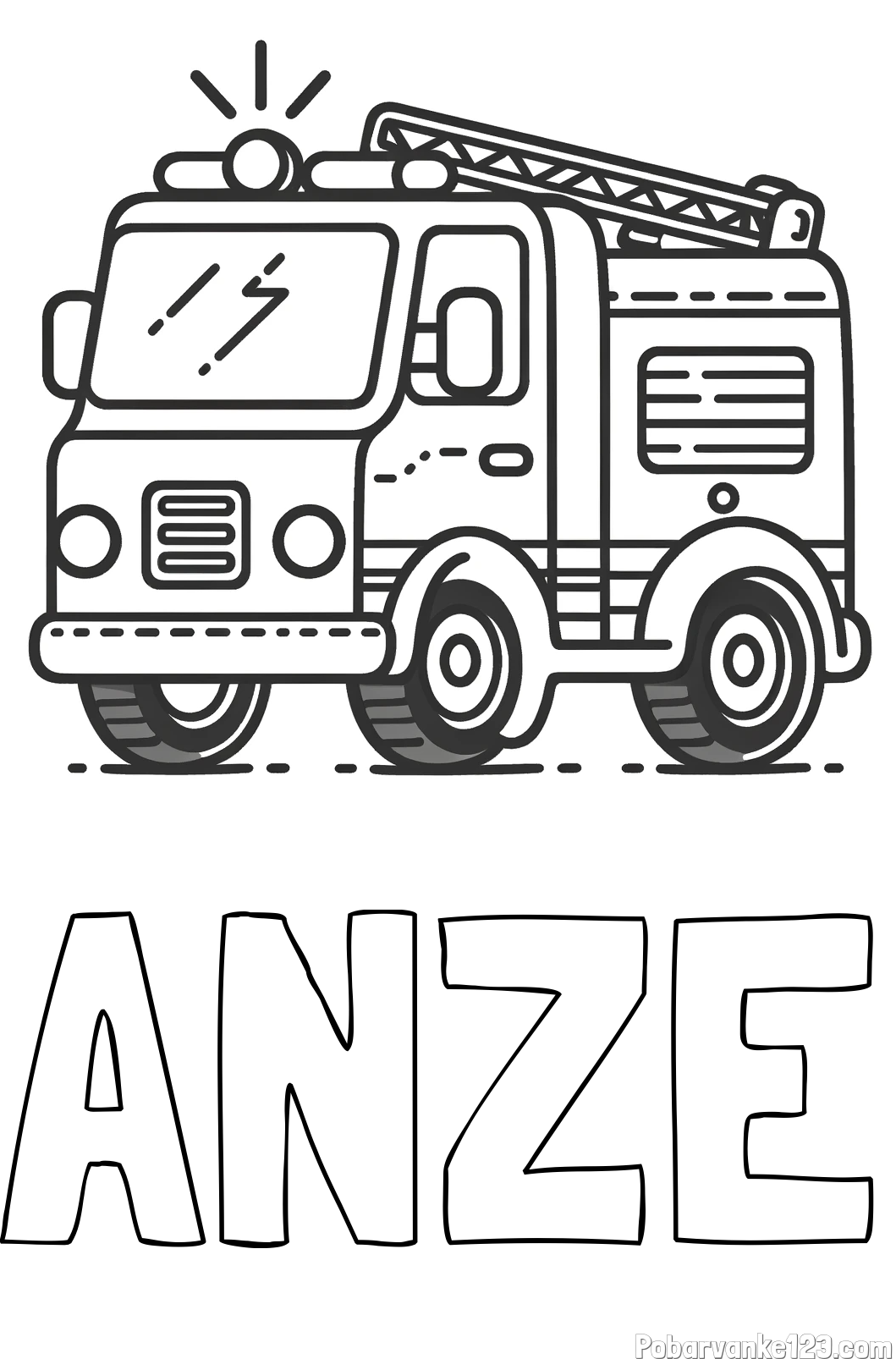 Pobarvanka imena ANŽE in pobarvanka gasilskega avta z vklopljeno sireno