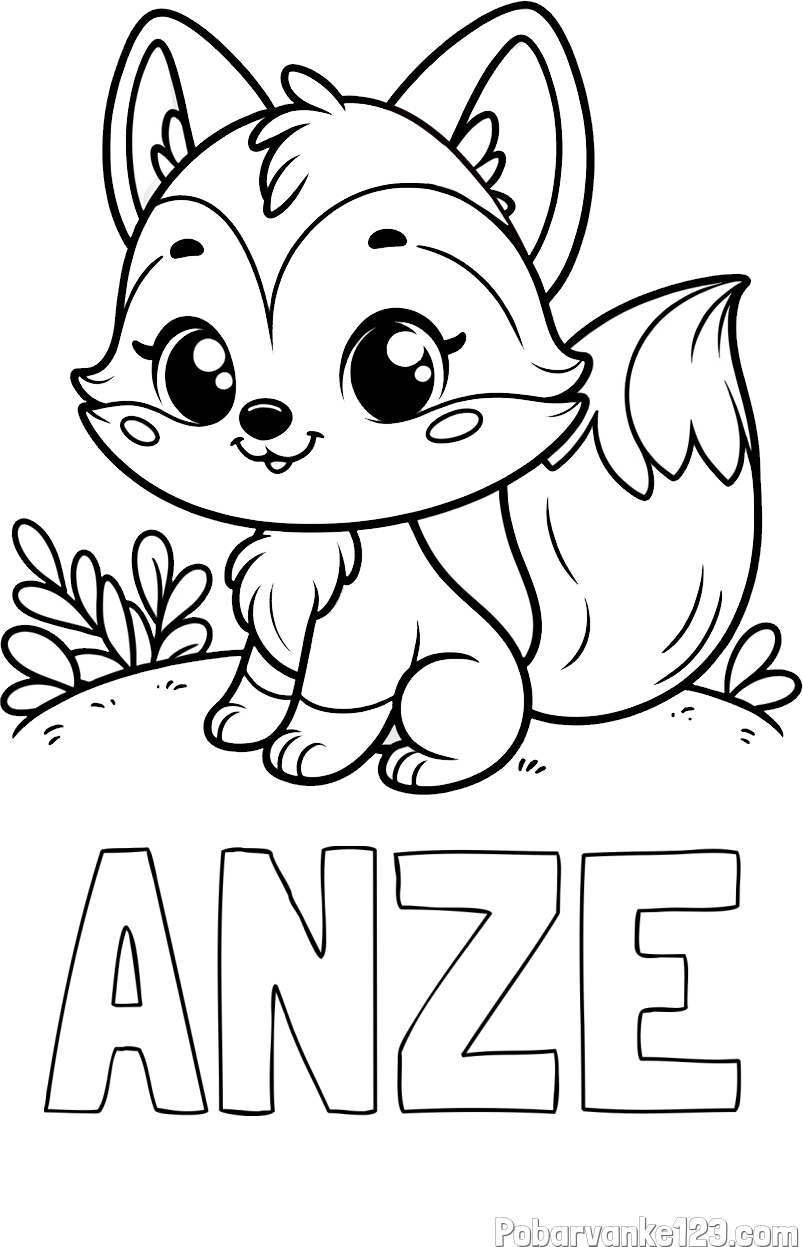 Pobarvanka imena ANŽE in pobarvanka lisičke