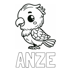 Pobarvanka imena ANŽE in pobarvanka ljubkega papagaja