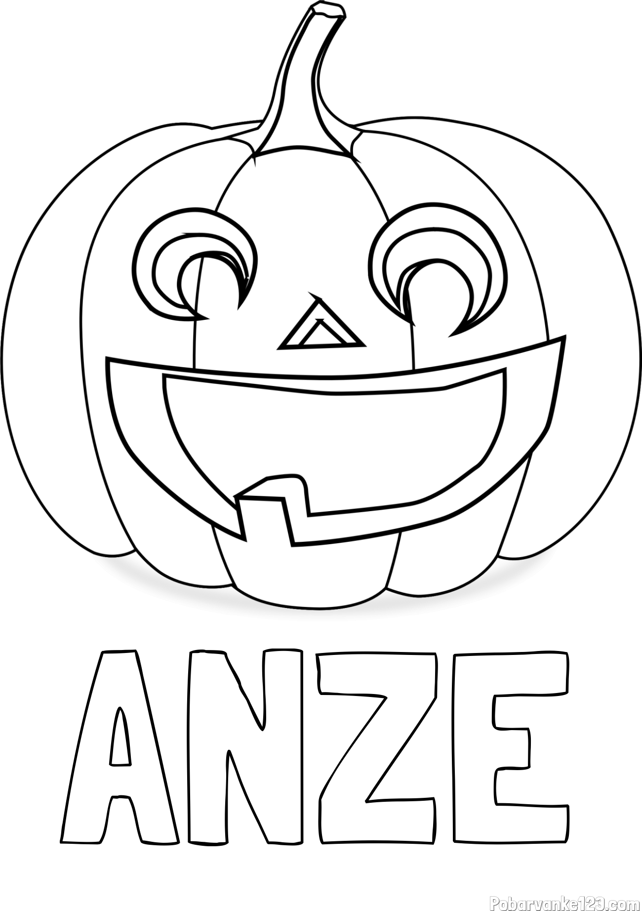 Pobarvanka imena ANŽE in pobarvanka nasmejane buče za noč čarovnic