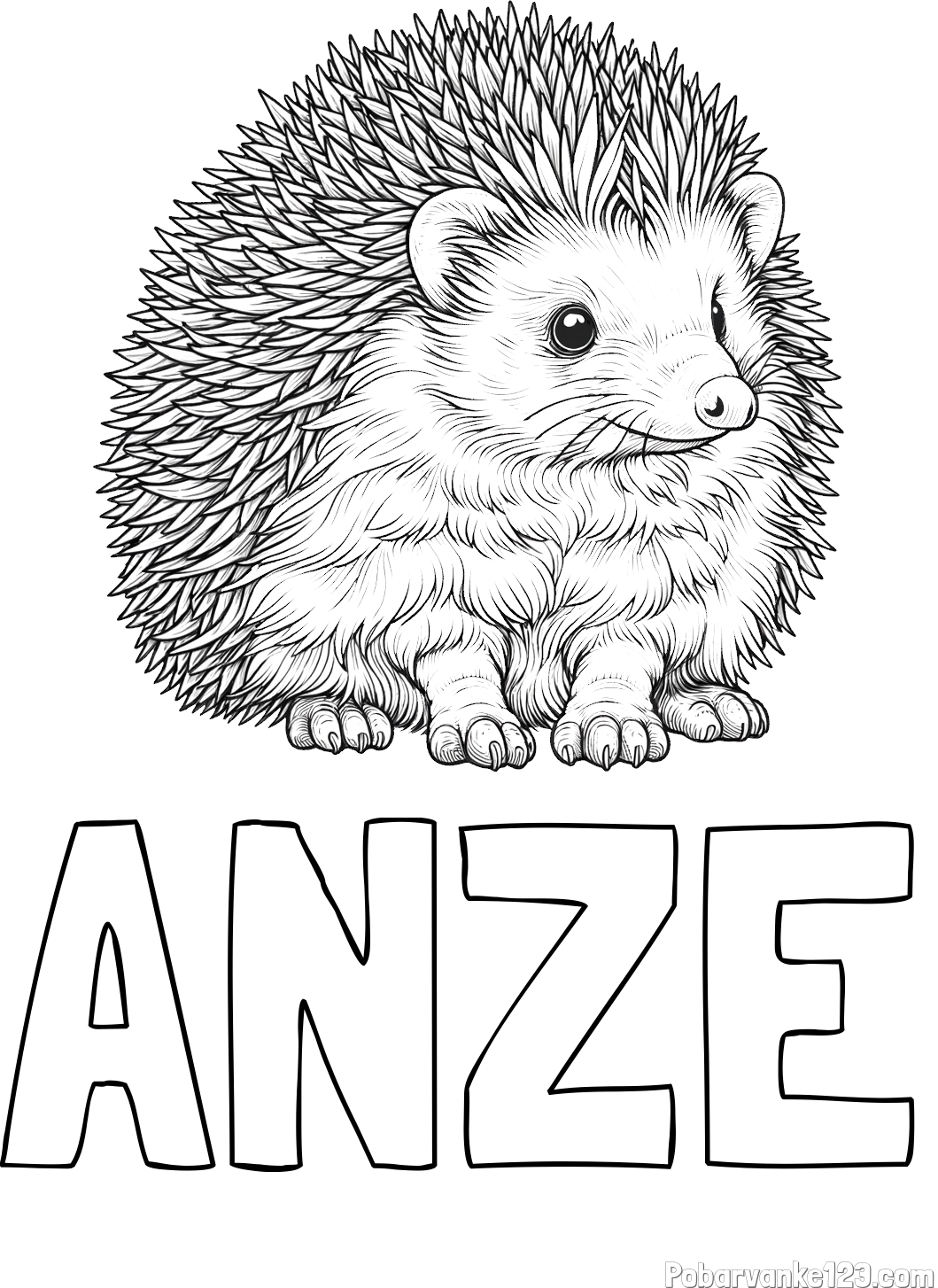 Pobarvanka imena ANŽE in pobarvanka nasmejanega ježa