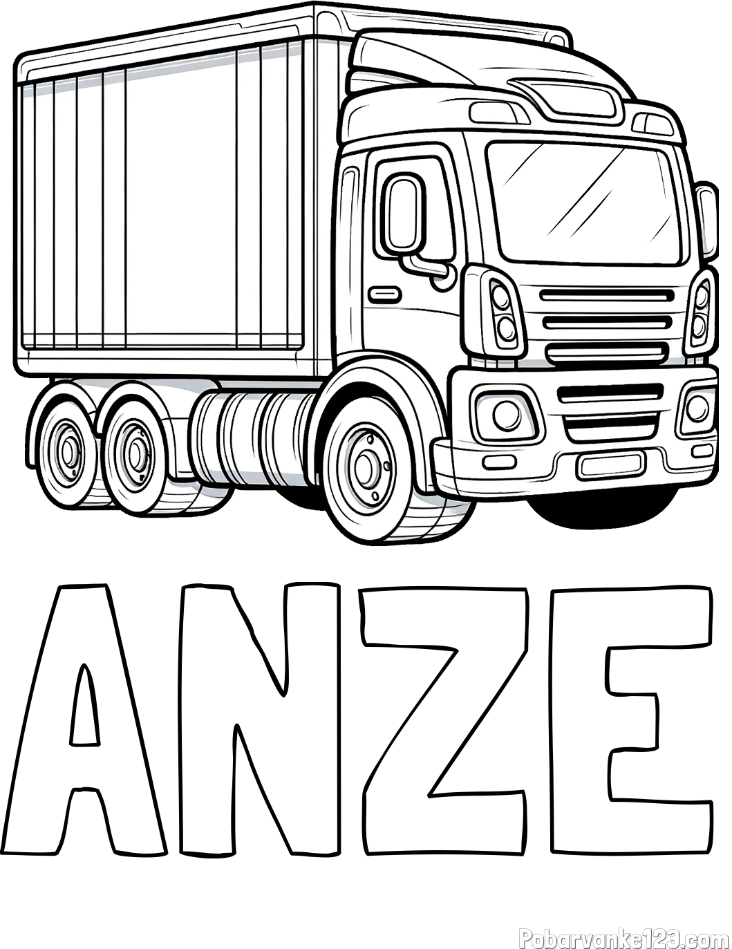 Pobarvanka imena ANŽE in pobarvanka velikega tovornjaka