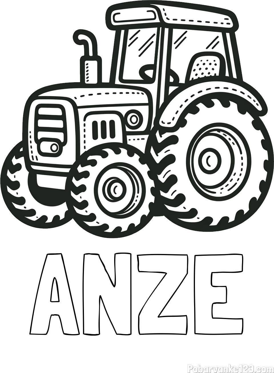 Pobarvanka imena ANŽE ter traktorja