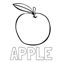 Online izdelana pobarvanka - Pobarvanka imena APPLE in otroška pobarvanka jabolke