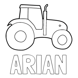 Online izdelana pobarvanka - Pobarvanka imena ARIAN in otroška pobarvanka traktorja