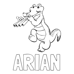 Online izdelana pobarvanka - Pobarvanka imena ARIAN in pobarvanka veselega krokodila