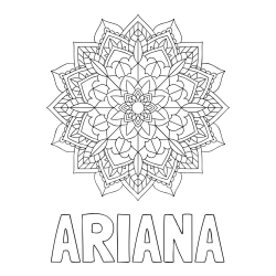 Online izdelana pobarvanka - Pobarvanka imena ARIANA in Čudovita pobarvanka mendale