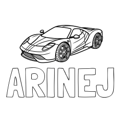 Online izdelana pobarvanka - Pobarvanka imena ARINEJ in pobarvanka dirkalnega avtomobila