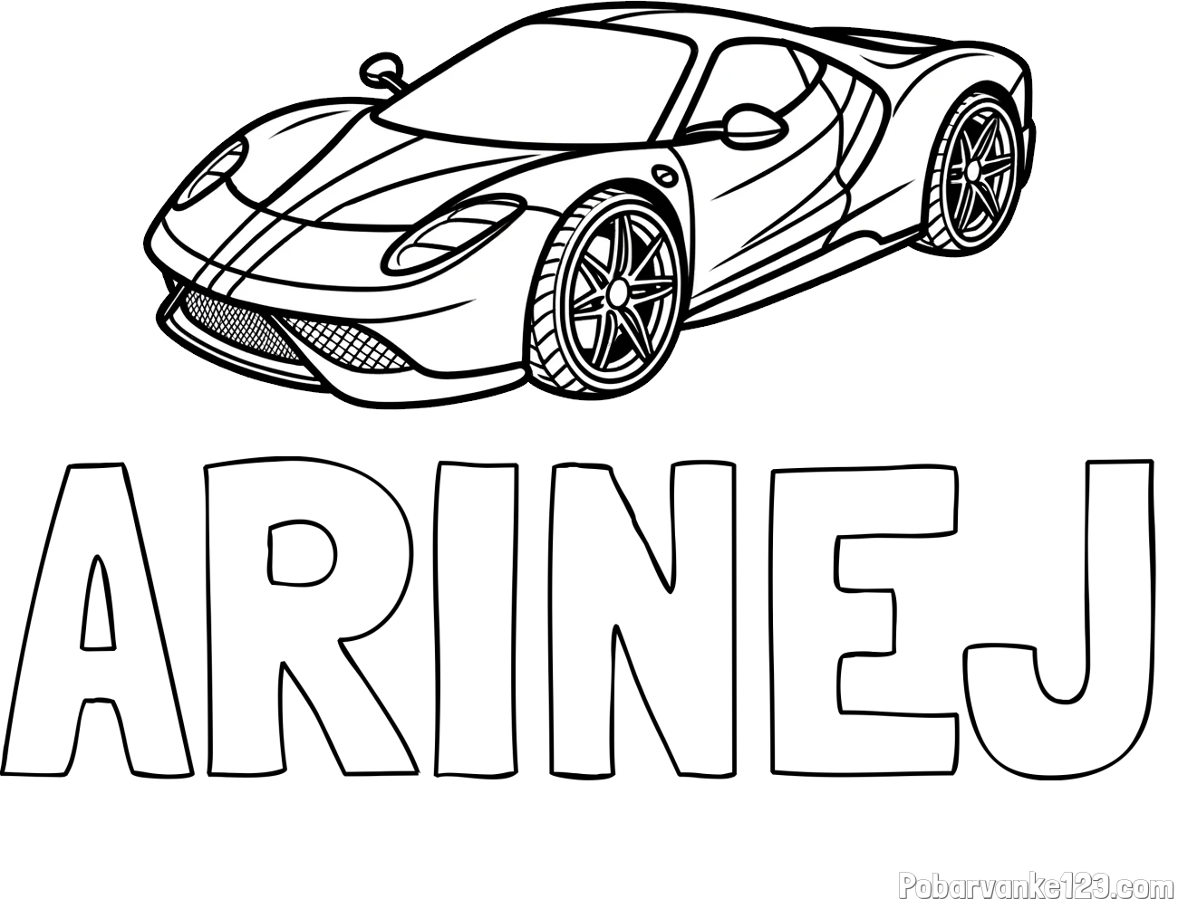 Pobarvanka imena ARINEJ in pobarvanka dirkalnega avtomobila