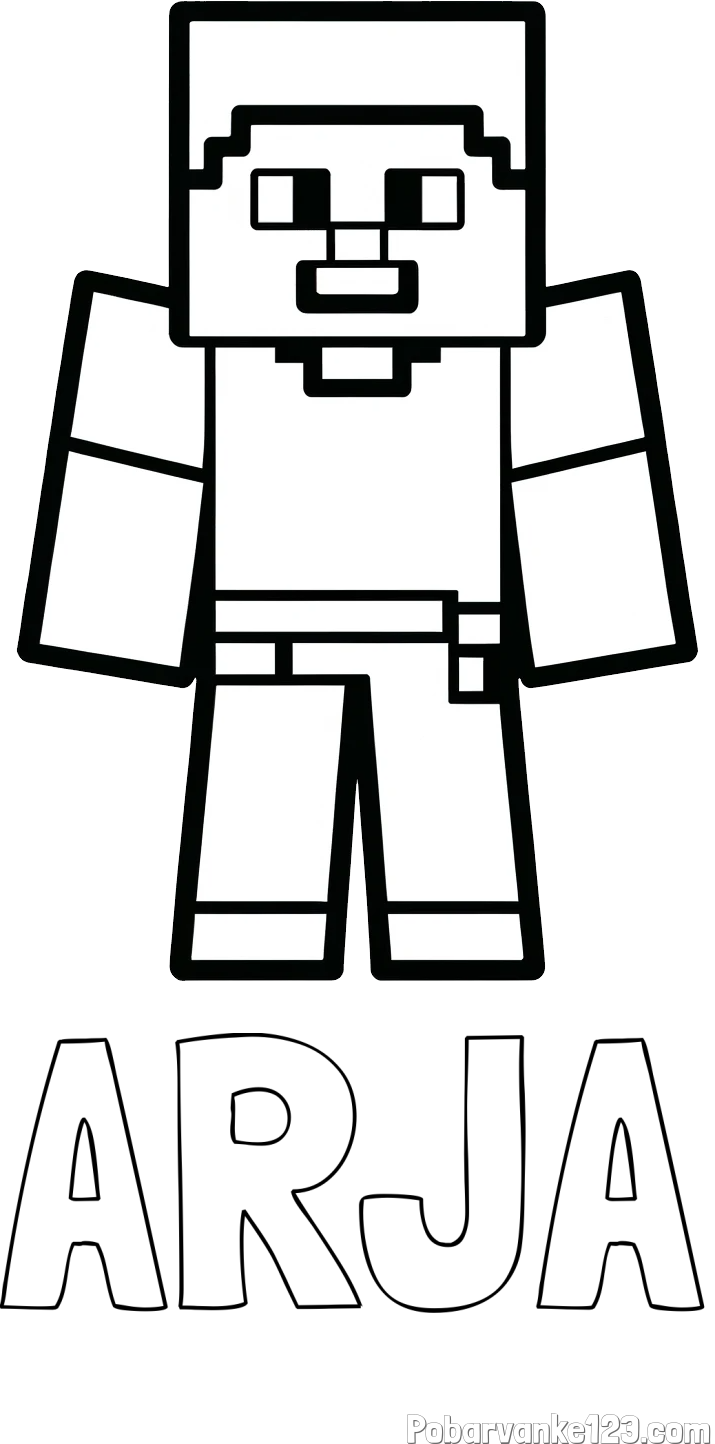 Pobarvanka imena ARJA in pobarvanka Minecraft figurice