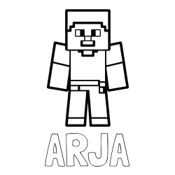 Online izdelana pobarvanka - Pobarvanka imena ARJA in pobarvanka Minecraft figurice