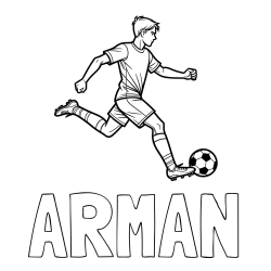 Online izdelana pobarvanka - Pobarvanka imena ARMAN in pobarvanka nogometaša v napadu