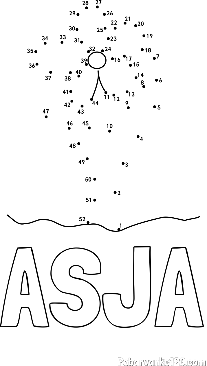 Pobarvanka imena ASJA in Črtna pobarvanka cvetlice