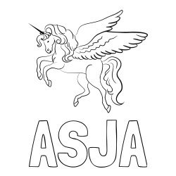 Pobarvanka imena ASJA in lepa pobarvanka samoroga