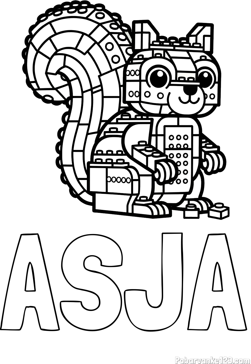 Pobarvanka imena ASJA in pobarvanka LEGO veverice