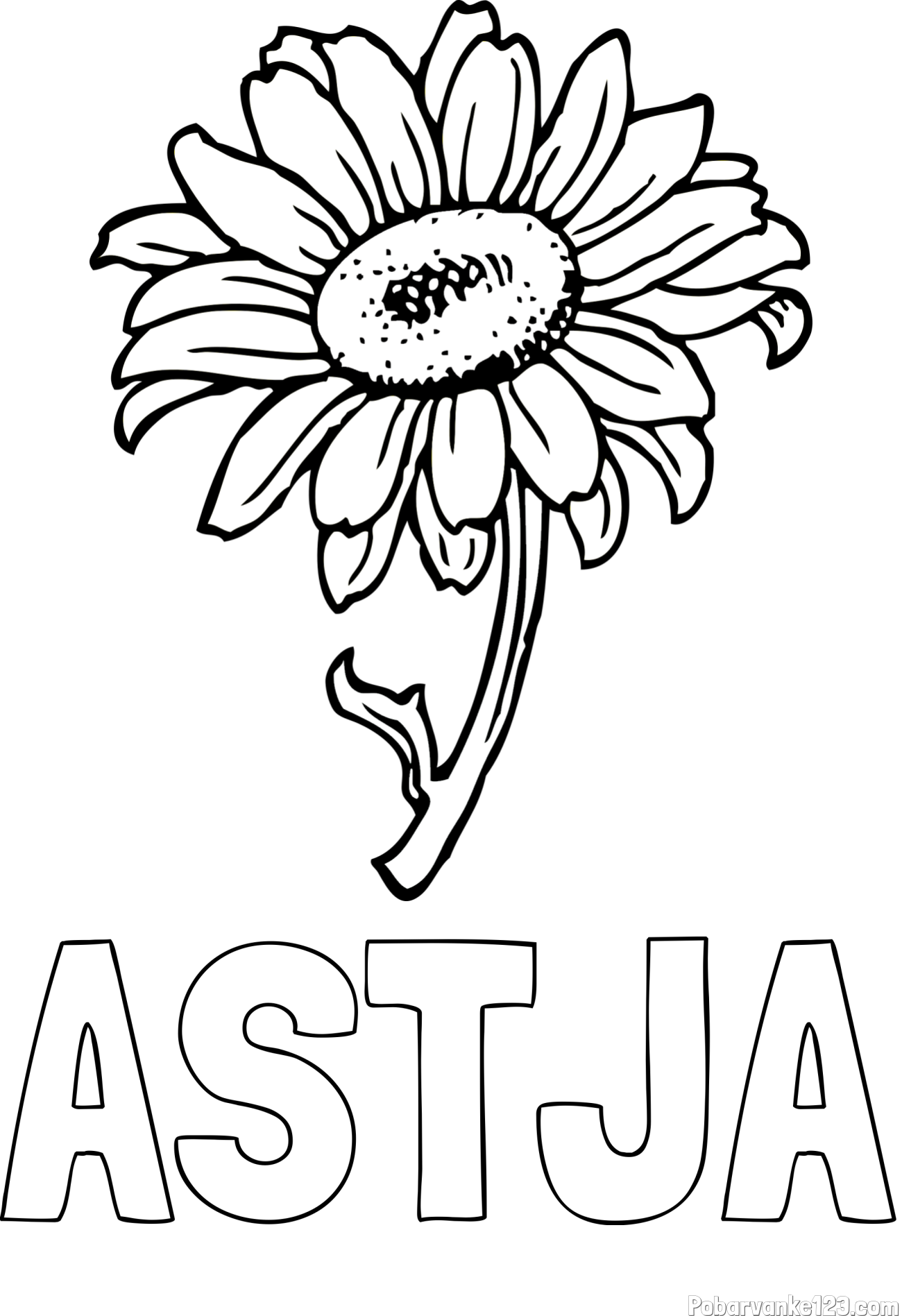 Pobarvanka imena ASTJA in pobarvanka lepe sončnice