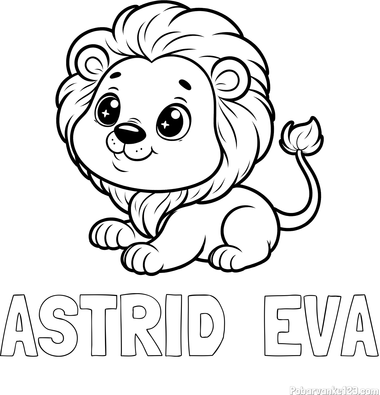 Pobarvanka imena ASTRID  EVA in pobarvanka igrivega levčka