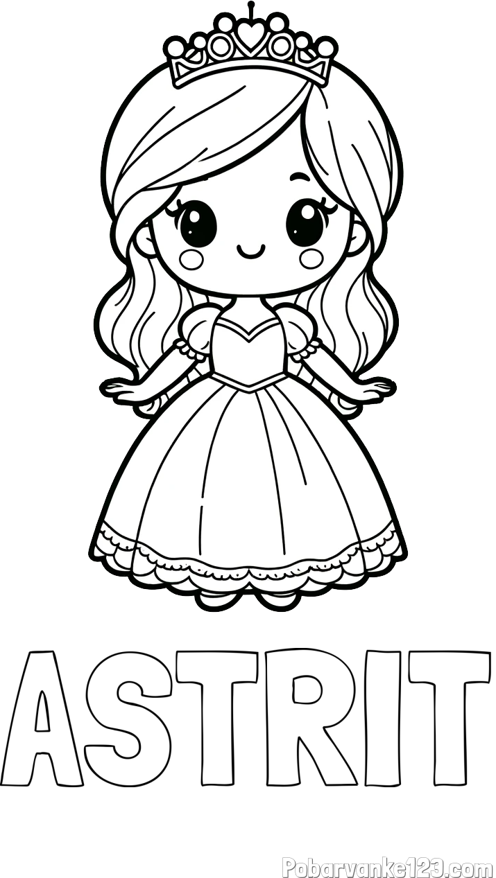 Pobarvanka imena ASTRIT in pobarvanka ljubke princeske