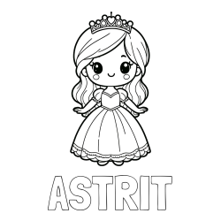 Online izdelana pobarvanka - Pobarvanka imena ASTRIT in pobarvanka ljubke princeske