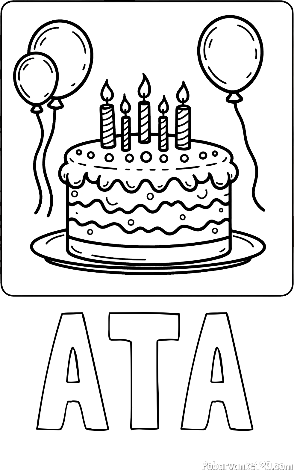Pobarvanka imena ATA in pobarvanka torte za 5. rojstni dan