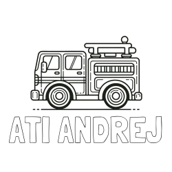 Online izdelana pobarvanka - Pobarvanka imena ATI ANDREJ in lepa pobarvnak gasilskega avta