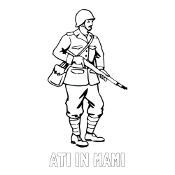 Online izdelana pobarvanka - Pobarvanka imena ATI IN MAMI in pobarvanka vojaka s puško