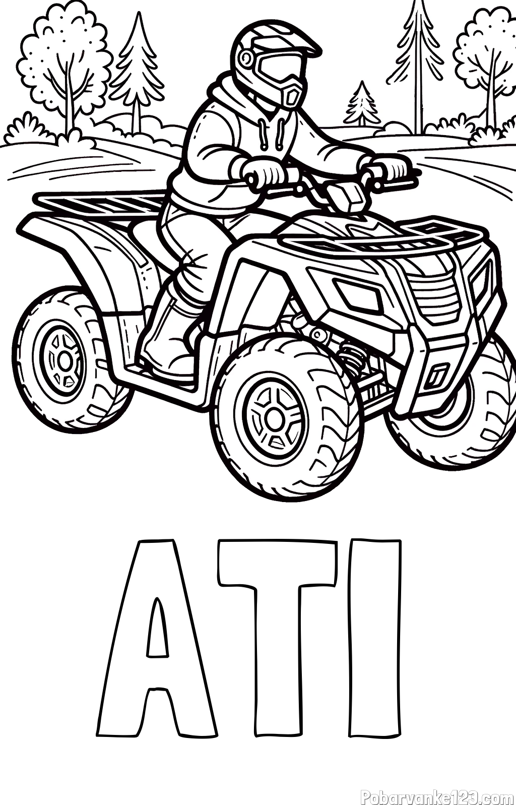Pobarvanka imena ATI in pobarvanka motorista na štirikolesniku