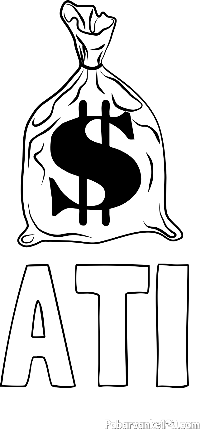 Pobarvanka imena ATI in pobarvanka žaklja z denarjem