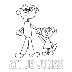 Online izdelana pobarvanka - Pobarvanka imena ATI JE JUNAK in otroška pobarvanka očeta in hčerke