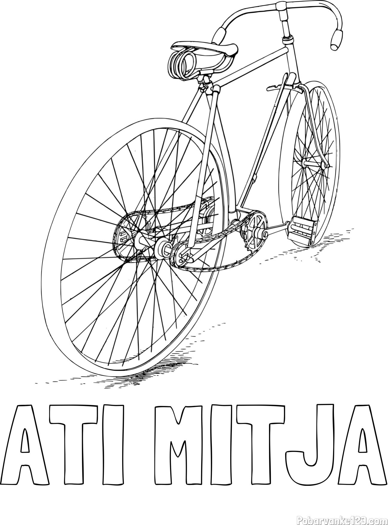 Pobarvanka imena ATI MITJA in pobarvanka starega dirkalnega kolesa