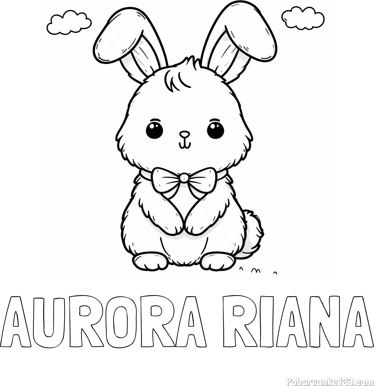 Pobarvanka imena AURORA RIANA in pobarvanka prikupnega zajčka
