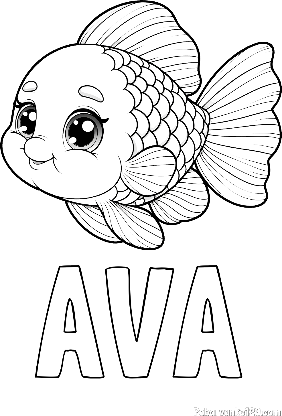 Pobarvanka imena AVA in ljubka pobarvanka starejše ribe