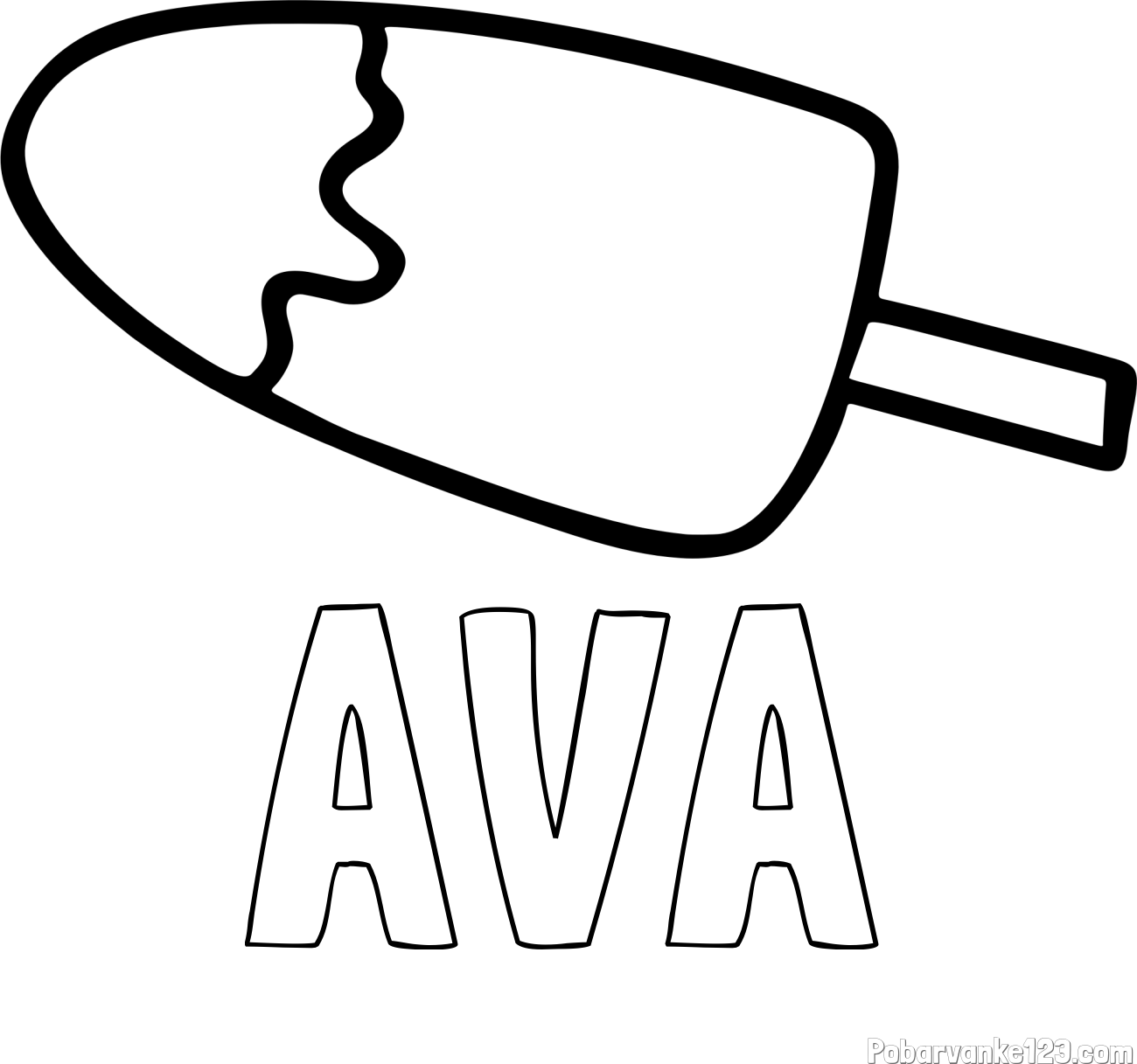 Pobarvanka imena AVA in pobarvanka lučke (sladoled na palčki)