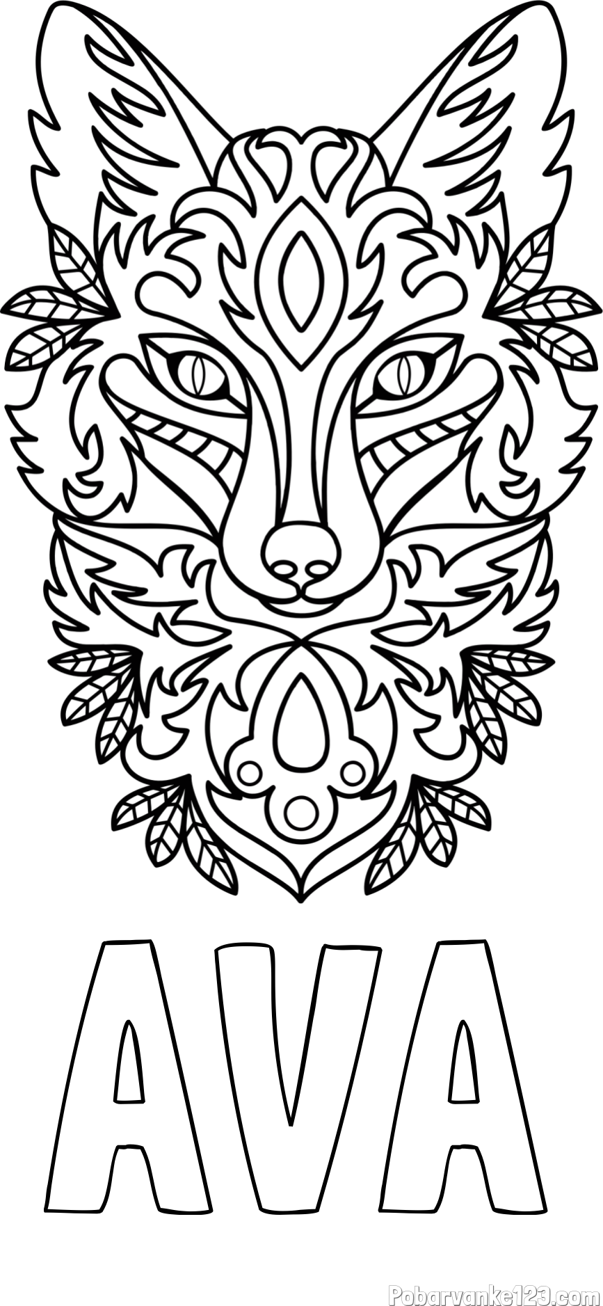 Pobarvanka imena AVA in pobarvanka volka - mandale