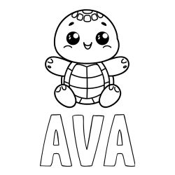Pobarvanka imena AVA ter ljubke želvice