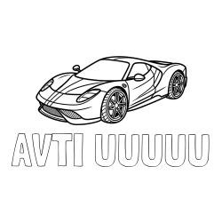 Online izdelana pobarvanka - Pobarvanka imena AVTI UUUUU in pobarvanka dirkalnega avtomobila