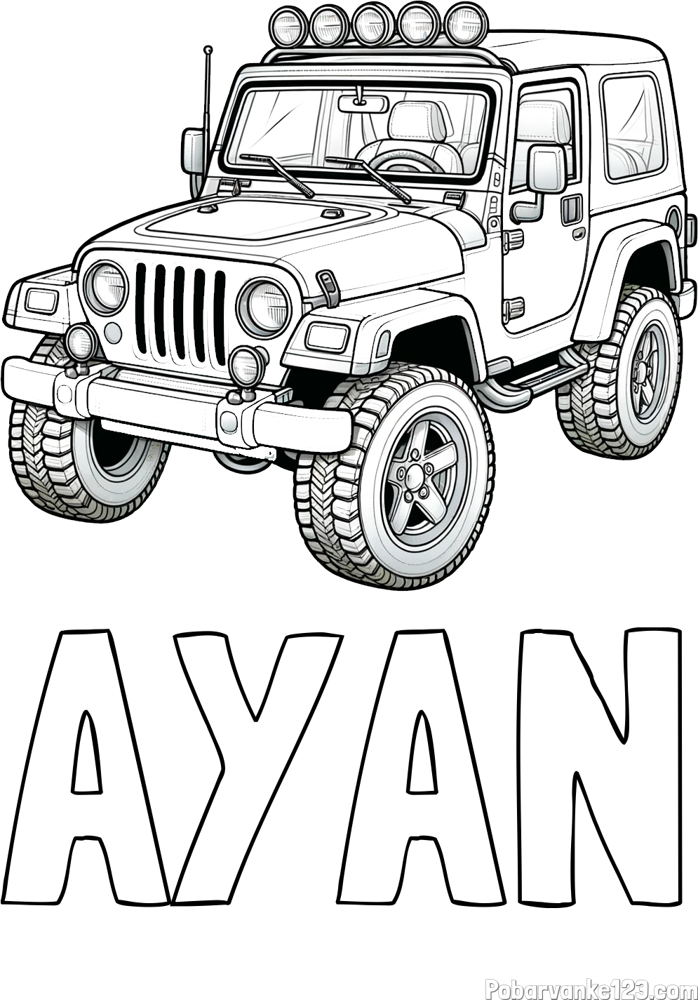 Pobarvanka imena AYAN in pobarvanka džipa