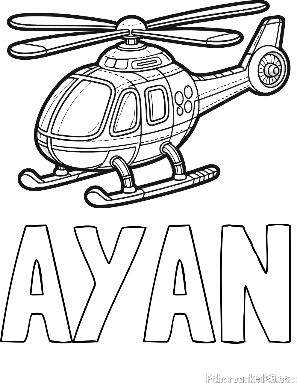 Pobarvanka imena AYAN in pobarvanka helikopterja