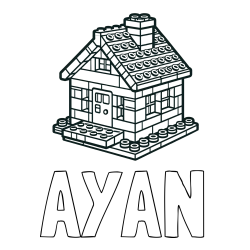 Online izdelana pobarvanka - Pobarvanka imena AYAN in pobarvanka LEGO hiške