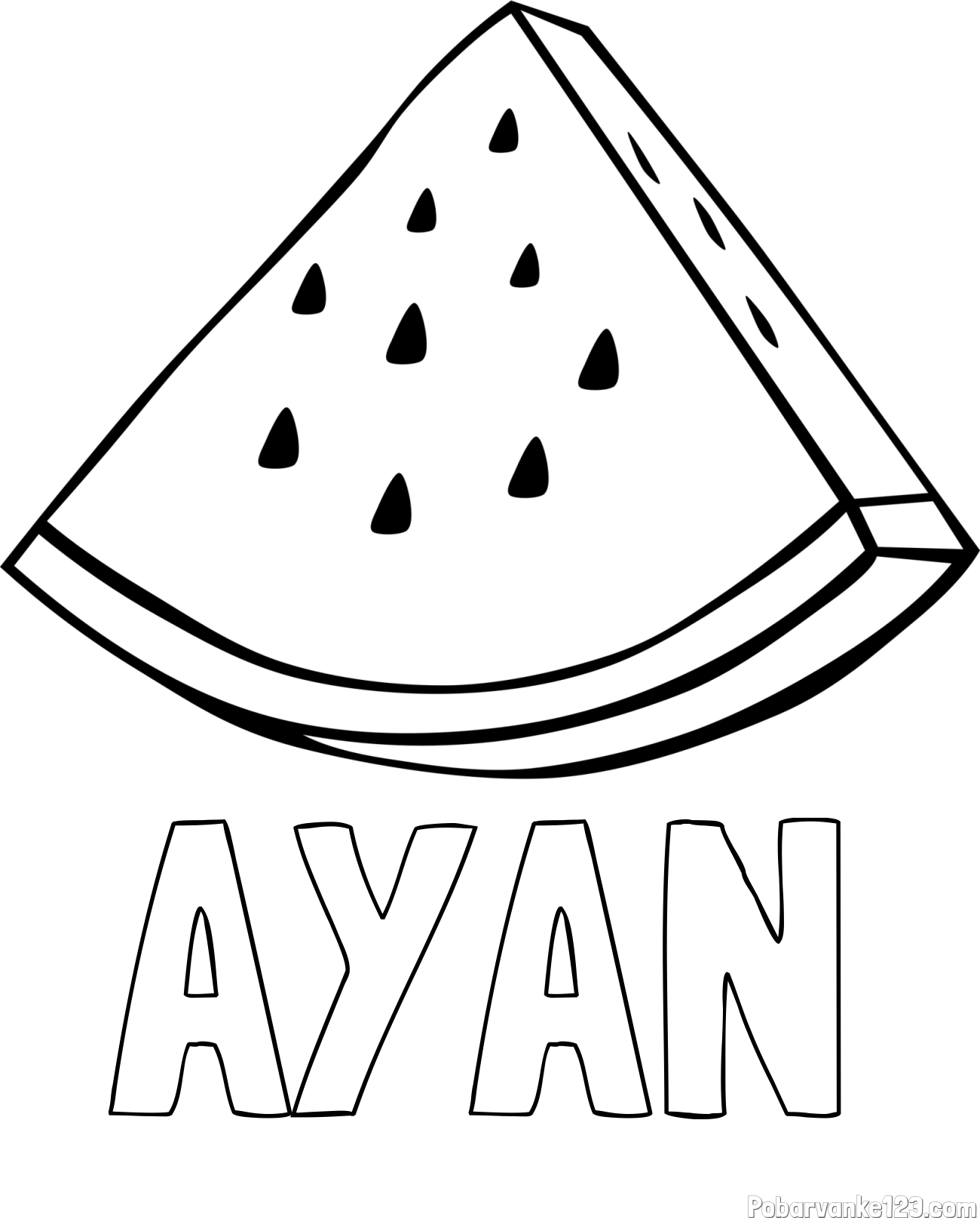 Pobarvanka imena AYAN in pobarvanka lubenice