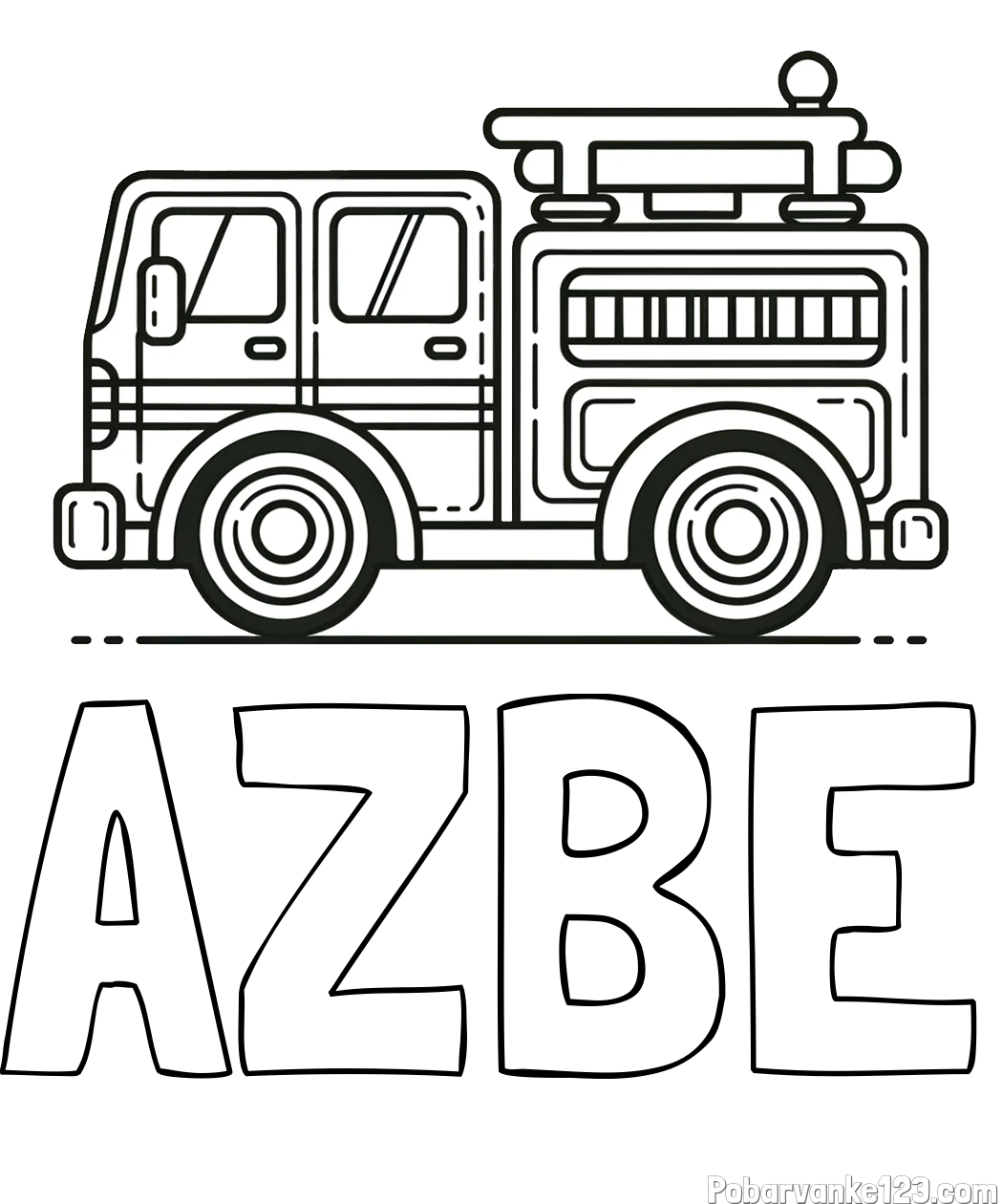Pobarvanka imena AŽBE in lepa pobarvnak gasilskega avta
