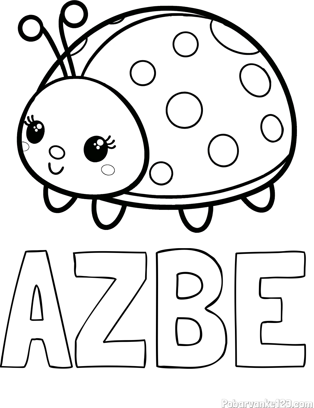 Pobarvanka imena AŽBE in pobarvanka ljubke pikapolonice