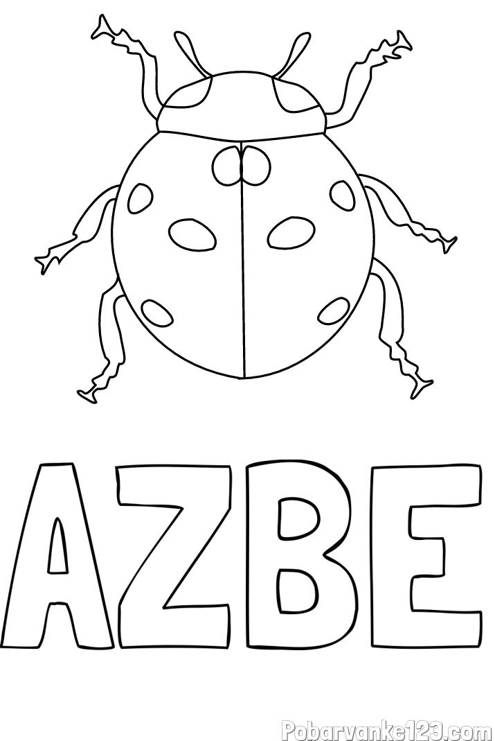 Pobarvanka imena AZBE in pobarvanka pikapolonice